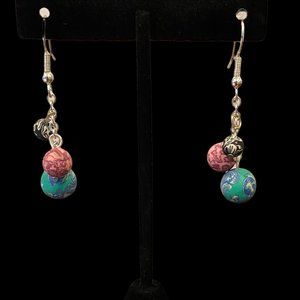 Viva beads, handmade multi-bead clay earrings, dangle style